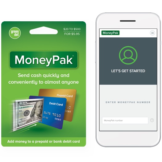 Add cash to prepaid or bank debit card with MoneyPak