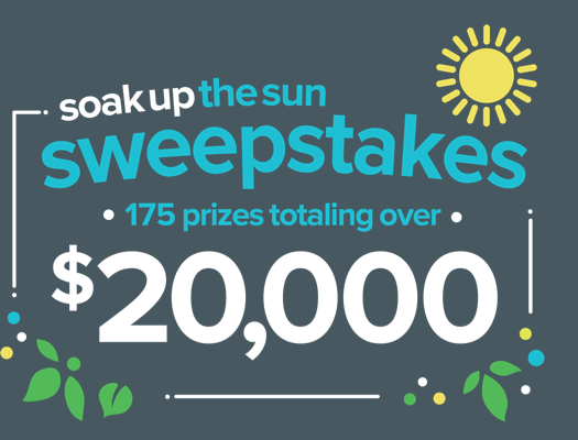 Soak Up The Sun Sweepstakes: 175 prizes totalling over $20,000